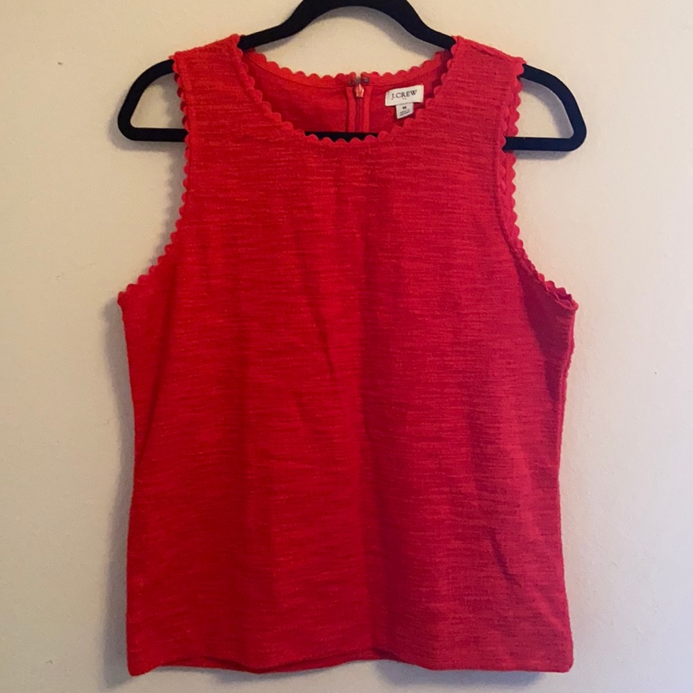 J crew red scalloped edge tank blouse womans M